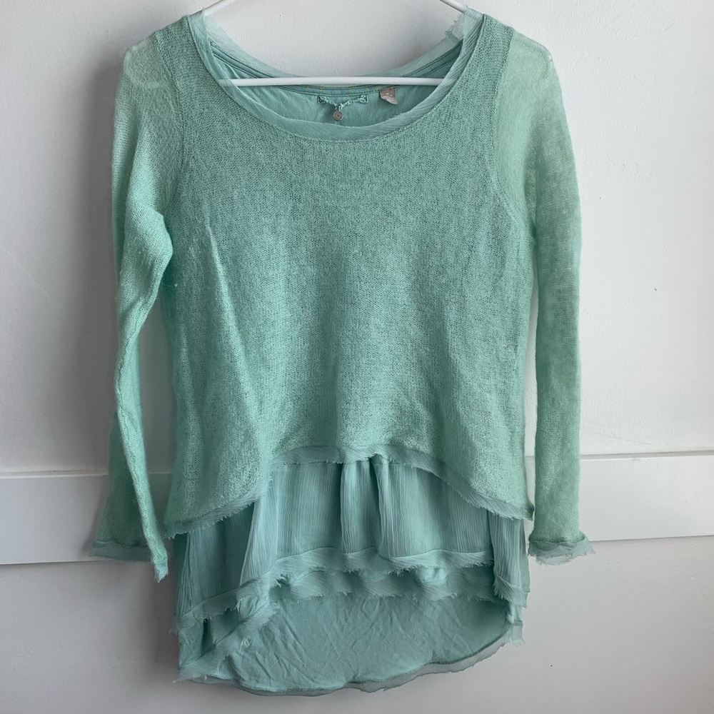 Anthropologie Knitted & Knotted Green Alpaca Sweater - Picture 2 of 5